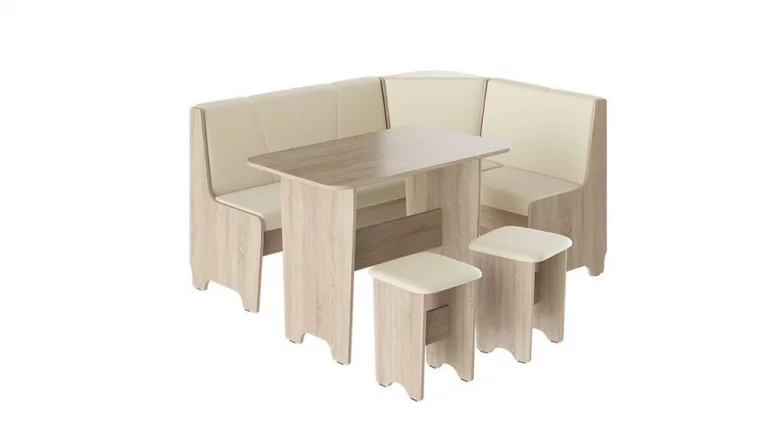 Кухонный уголок Техас Исп.1 Дуб Сонома/Экокожа бежевая_0