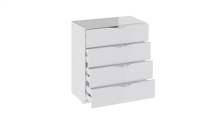 Комод Глосс ТД 319.04.01 Белый глянец/Стекло_1