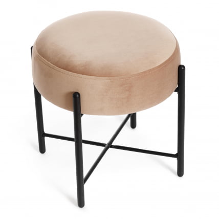 Банкетка AMBER металл, ткань, 41*41*40 см, бежевый/черный_2