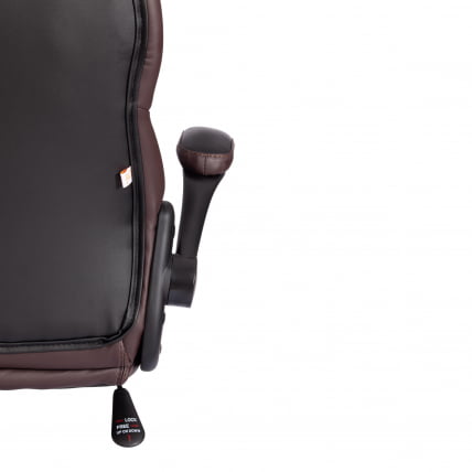 Кресло офисное BAZUKA кож/зам, черный/черный перфорированный/коричневый, 36-6/36-6/06/36-36_12