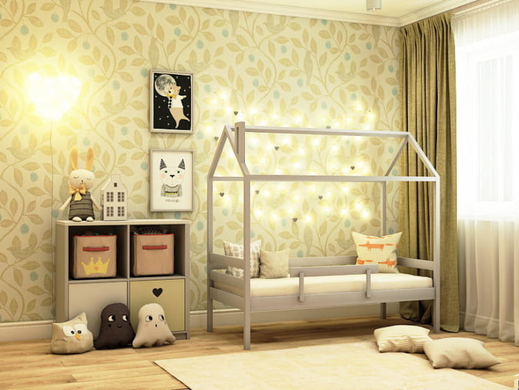 Кровать-домик RooRoom кд-1С с бортиком Серый_0