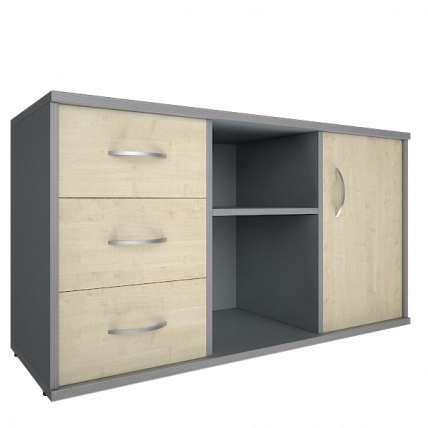 Тумба под оргтехнику сервисная Riva А.МТ-2 Клен/Металлик_0