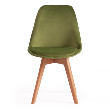 Стул TULIP SOFT (mod. 74) вельвет/дерево , 54 х 47 х 83 см , зеленый (HLR 54)/натуральный_4