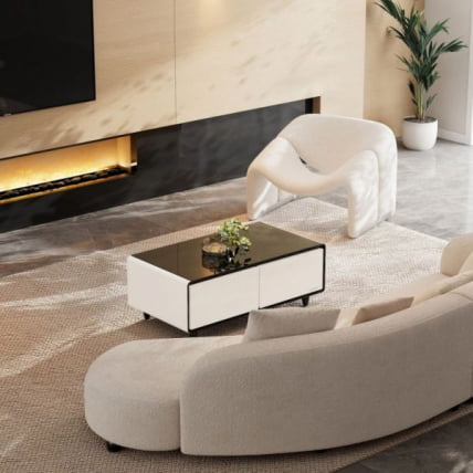 Умный кофейный столик с холодильником EUREKA TB135, White+Black_6