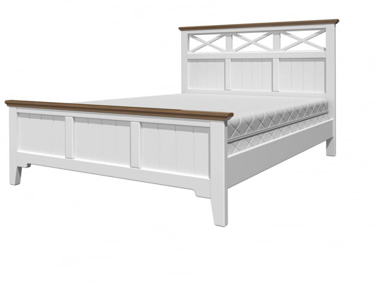 Кровать из массива Грация 5 200х160 Белый Античный Дуб коньяк_0