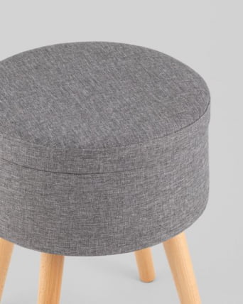 Пуф с ящиком Store Woody рогожка серая_5