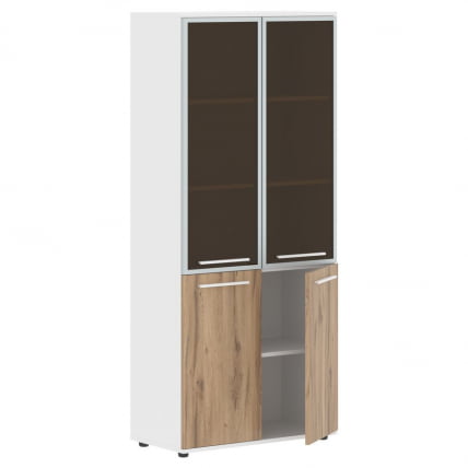 Шкаф комбинированный  с дверьми в металлической раме EDIS EHCS 85.7 Дуб Денвер светлый Белый Белый_1