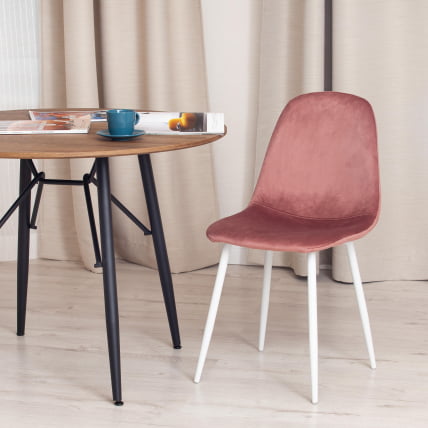 Стул BREEZE (mod. 4724) вельвет/металл, 44 х 53 х 87 см, Coral (коралловый) HLR44 / белый_9