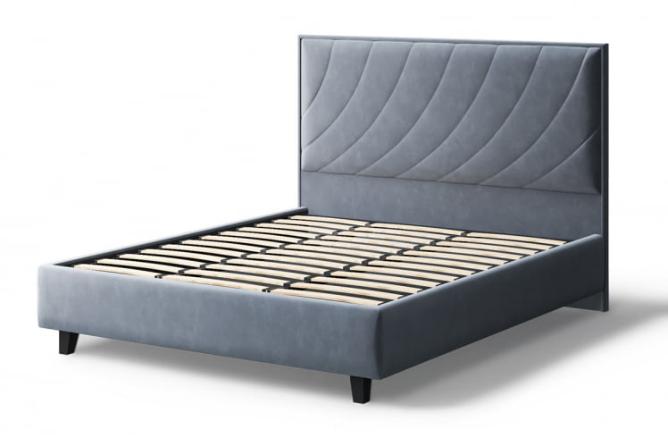 Кровать СОФИЯ 2000*1600мм (на опорах), велюр Бренди лайт 28 (серый), (б/основания, б/матраса)_2