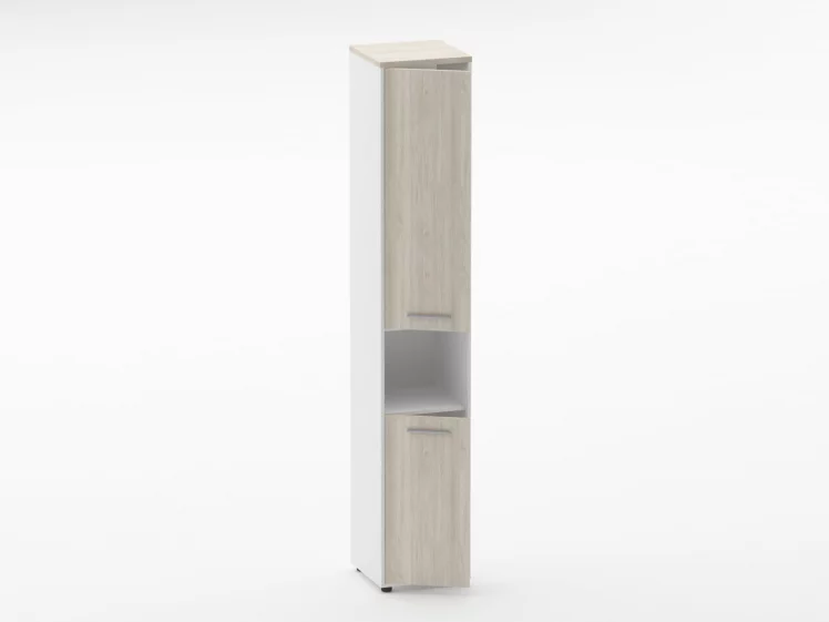 Шкаф 5 узкий закрытый, с нишей Deka 10.23.15Л Дуб Сантана светлый/Белый_1