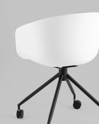 Кресло офисное LIBRA пластик белый экокожа черная на колесиках_2