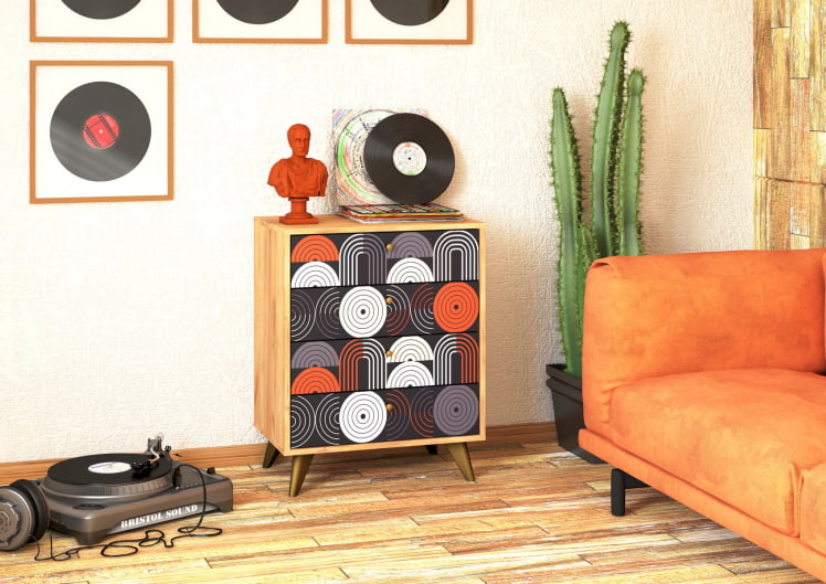 Комод Фьюжн КМ-001 дуб крафт золотой/BIKER CAT_2