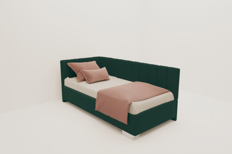 ДЕТСКАЯ МЯГКАЯ ИНТЕРЬЕРНАЯ КРОВАТЬ ТЕРРА С ОРТОПЕДИЧЕСКИМ ОСНОВАНИЕМ (BERHOUSE) Цвет фасада: Зеленый; Материал фасада: Металл/Велюр; Спальное место: 900х2000 мм_0