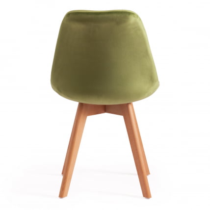 Стул TULIP SOFT (mod. 74) / 1 шт. в упаковке вельвет/дерево , 54 х 47 х 83 см , зеленый (HLR 54)/натуральный_3