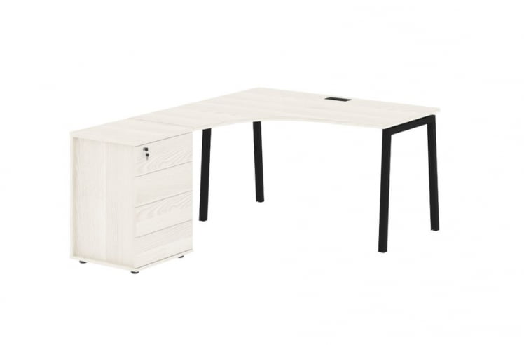 Стол эргономичный с тумбой (левый) EDIS ELCET 1318 L ЯсеньТраун Черный_0