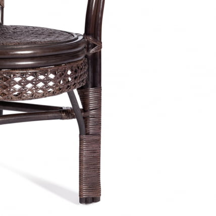 Террасовый комплект ПЕЛАНГИ (стол со стеклом + 2 кресла) / с подушками / ротанг, кресло 65х65х77см, стол диаметр 64х61см, валнут (грецкий орех) / PELANGI walnut_7