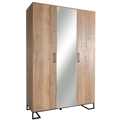 Шкаф трехстворчатый с зеркалом Loft с зеркалом Дуб Натур_1