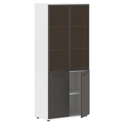 Шкаф комбинированный  с дверьми в металлической раме EDIS EHCS 85.7 Мокко Мокко Белый_1