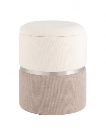 Пуф Кэрри с ящиком серебро шенилл Серо-бежевый_0