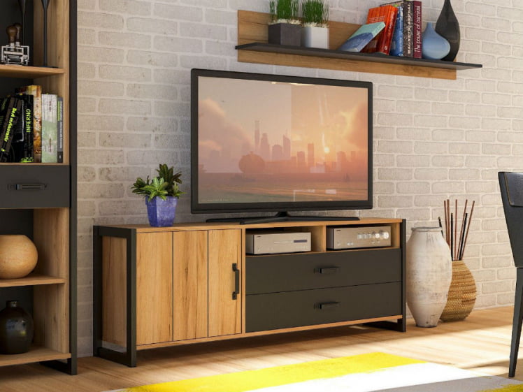 Гостиная Техно №1 Дуб золотой/Чёрный_5