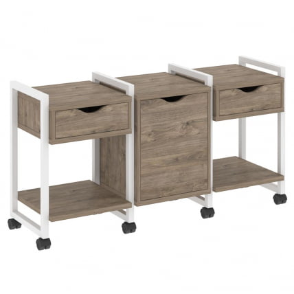 Тумба на колесных опорах наборная. Вариант №6 LOFT VR.L-TN-6.K Металл белый Тиквуд темный_0