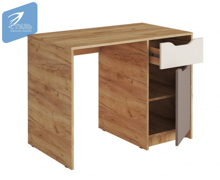 Стол письменный RICH СП-001 Миндаль/Глиняный серый/дуб крафт золотой_1