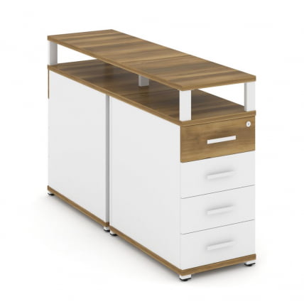 Тумба двухсторонняя опорная приставная с 4-мя ящиками и надставкой CONCEPT CN.DTGO-003 B/W Сандал Янтарный Белый бриллиант Белый_0