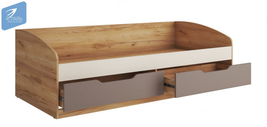 Кровать-тахта RICH КР-002 Миндаль/Глиняный серый/дуб крафт золотой_1