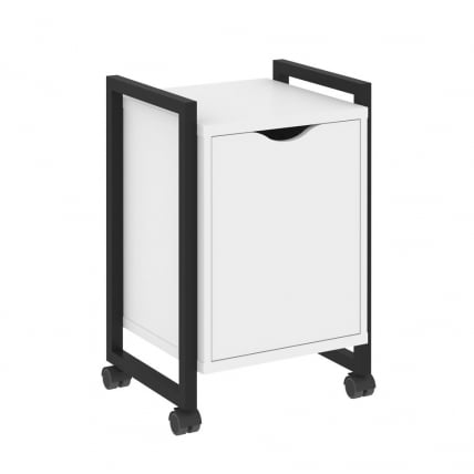 Тумба на колесных опорах с распашным фасадом LOFT VR.L-T2.K Металл черный Белый Бриллиант_0