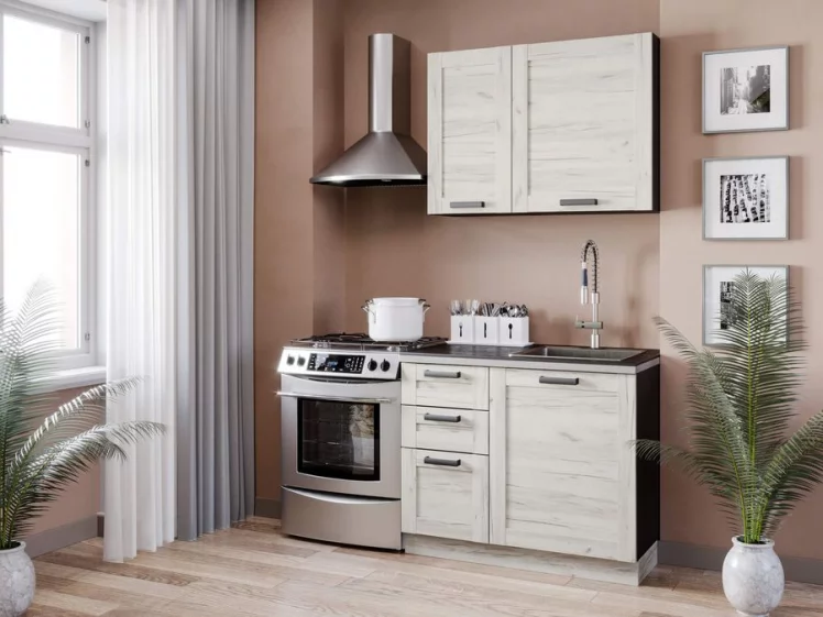 Тумба кухонная 600 с 2 ящиками ЛЮКС (4) Тип 1 Винченца ЛД 234.900.000.068 Черный Дуб Крафт белый_2