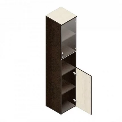 Шкаф для документов узкий с прозрачными стеклами Р.П-4СБ Венге_0