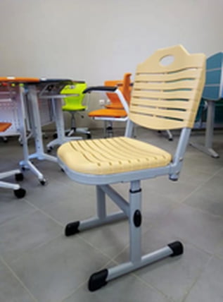 Ученический стул пластиковый (рост 5-7) Бежевый/Каркас белый_2