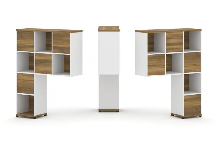 Надставка на стол высокая двухсторонняя + задняя стенка (8 шт.) CONCEPT CN.DNV-001 Сандал Янтарный Белый бриллиант Черный металл_0