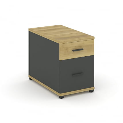 Тумба опорная/приставная с ящиком и распашным фасадом CONCEPT CN.TGO-004 B/W Дуб Винченцо Антрацит_0