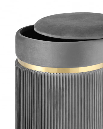 Пуф Миранда с ящиком серебро велюр Серый_2