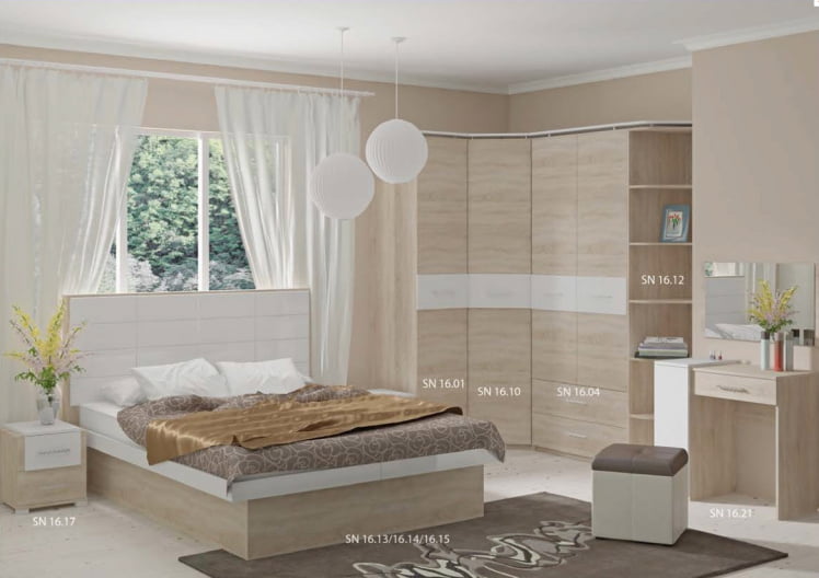 Кровать Импульс SN16.13 Дуб сонома/белый глянец_1