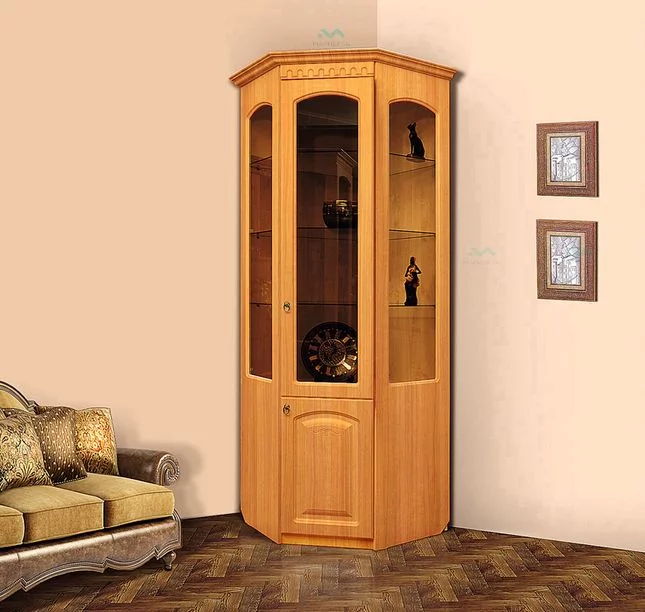 Шкаф-витрина угловой Гармония-4 (Ольха темная)_0