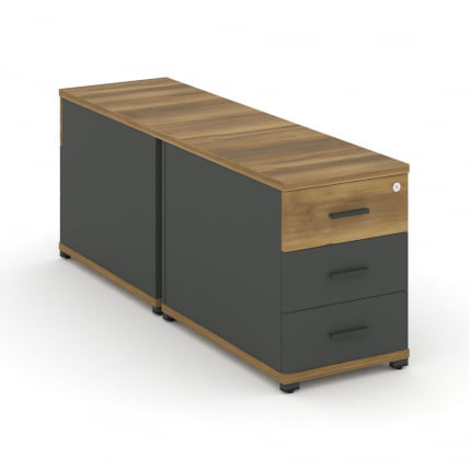 Тумба двухсторонняя опорная приставная с 3-мя ящиками CONCEPT CN.DTGO-001 B/W Сандал Янтарный Антрацит_0