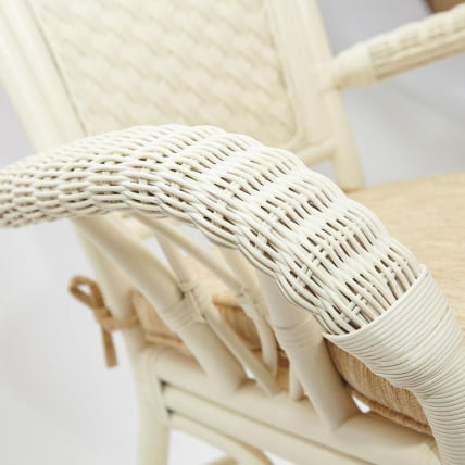 Комплект обеденный ANDREA GRAND (стол со стеклом+6 кресел+ подушки) TCH White (белый), Ткань рубчик, цвет кремовый_6