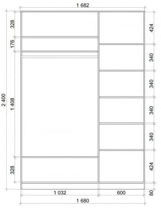 Шкаф-купе Хит-24-17-77 Париж Ясень шимо светлый_2