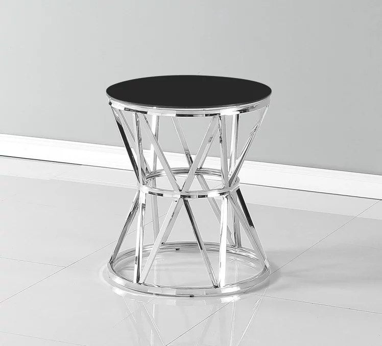 Журнальный стол ВИВА 50x50 Серебро (стекло черное)_1