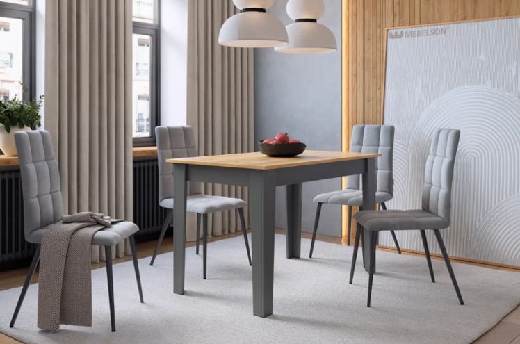 Стол обеденный раздвижной Цезарь дуб крафт золотой/графит_3