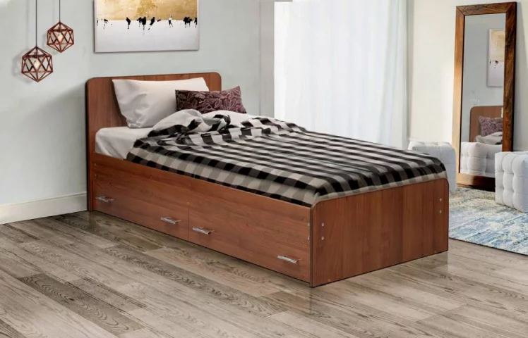 Кровать с ящиками на уголках №5 ЛДСП 700*2000 Ясень Шимо темный_0