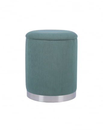 Пуф Эмили с ящиком серебро вельвет зеленый_0