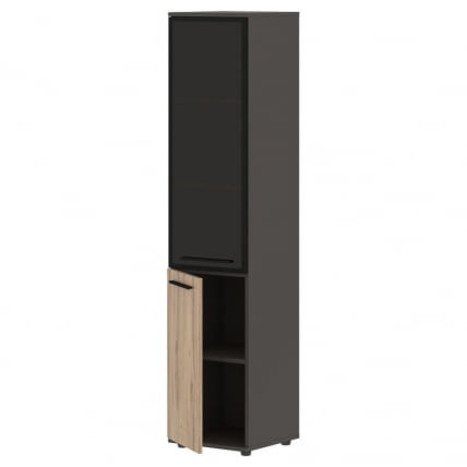 Шкаф-колонка комбинированная с дверью в металлической раме левый ЕДИС ЕХCС 42.7 Л Дуб Денвер светлый Черный Мокко / EDIS EHCS L_1