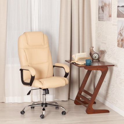 Кресло BERGAMO хром (22) кож/зам, бежевый, 36-34_17