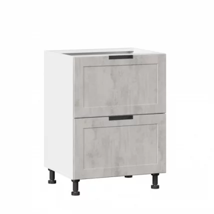 Тумба кухонная 600 с 2 ящиками (4) Джамис ЛД 296.130.000.008 Белый Белый камень_0