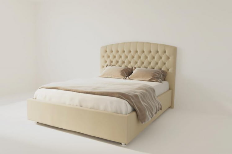 Мягкая интерьерная кровать "Берлин" без основания Цвет фасада: Бежевый; Цвет корпуса: Бежевый; Материал фасада: Искусственная кожа; Размер: 2000x2000 мм; Спальное место: 2000х2000 мм _0