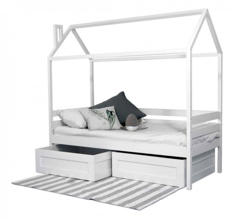 Кровать-домик RooRoom кд-11С c ящиками Серый_0
