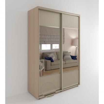 Шкаф-купе 2-х дверный Акцент-Дуэт КЛ 1400х600 Дуб молочный_0